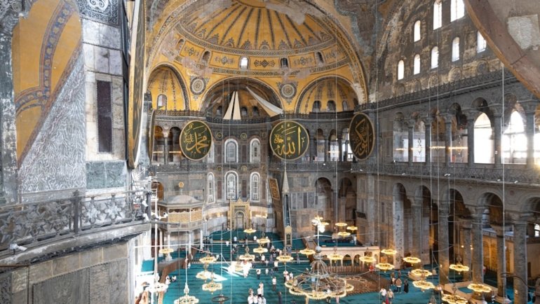 The interior of the hagia sophia is majestic.