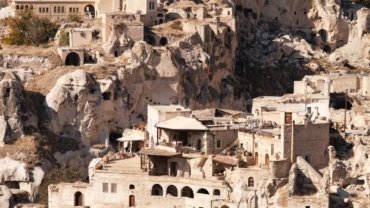 a village built into the side of a mountain